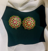 Emerald Jadau Kundan Studs - KE00130